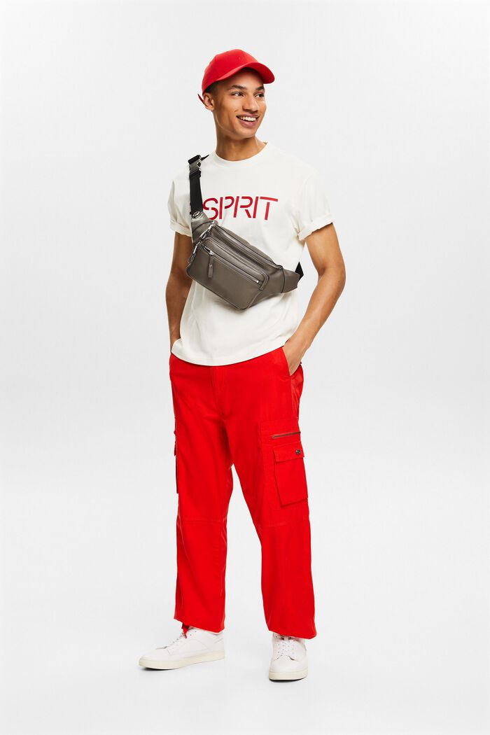 Pantalón cargo de sarga con corte Straight, RED, detail image number 1