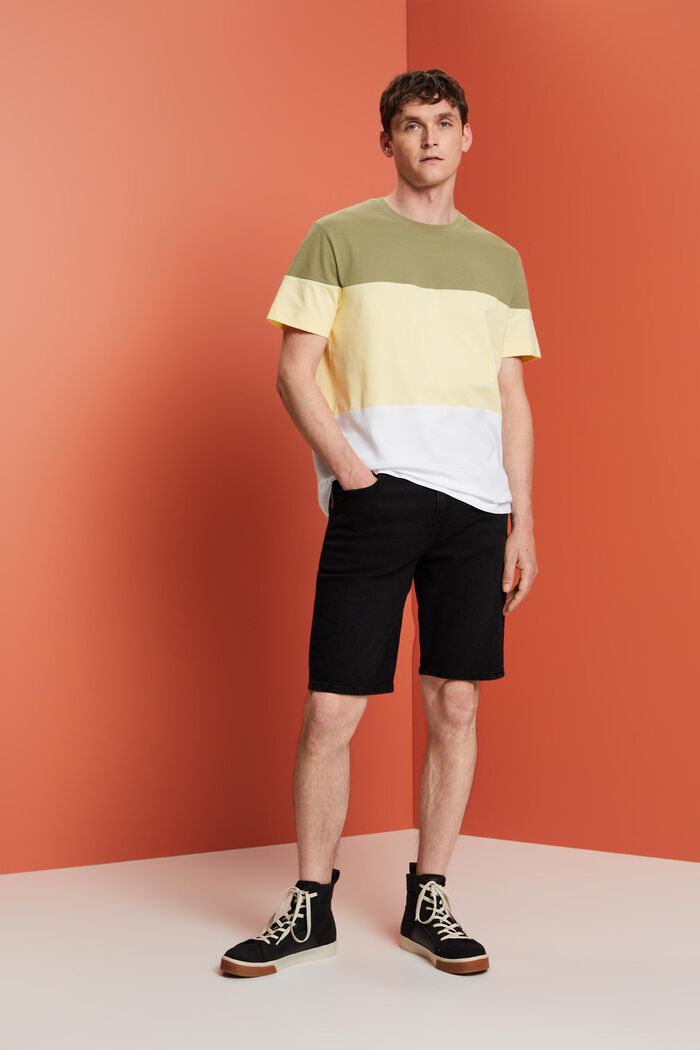 Camiseta con bloques de colores, 100% algodón, LIGHT KHAKI, detail image number 1