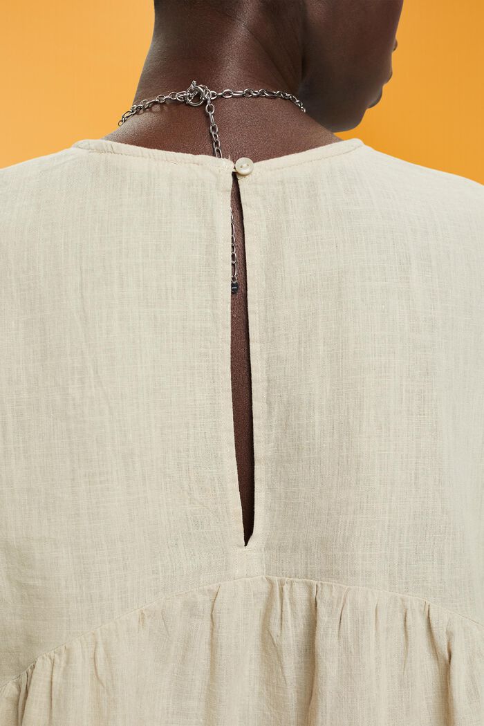 Blusa de algodón sostenible con mangas cortas, DUSTY GREEN, detail image number 2
