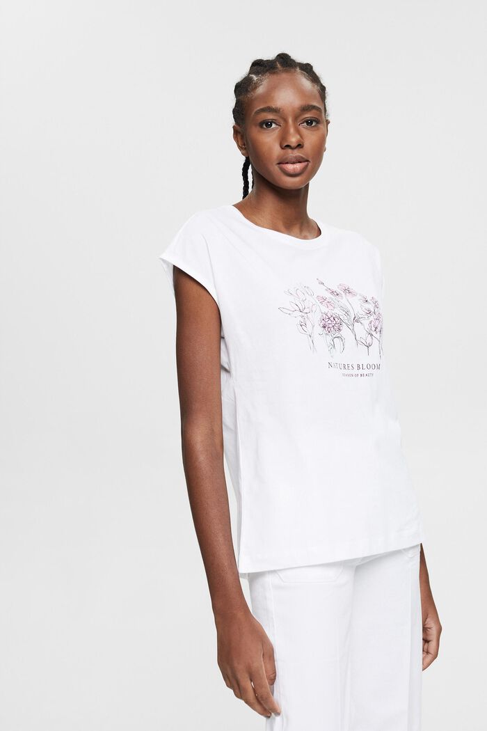 Camiseta con estampado, algodón ecológico, WHITE, detail image number 0