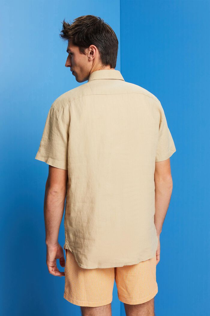 Camisa de lino con manga corta, SAND, detail image number 3
