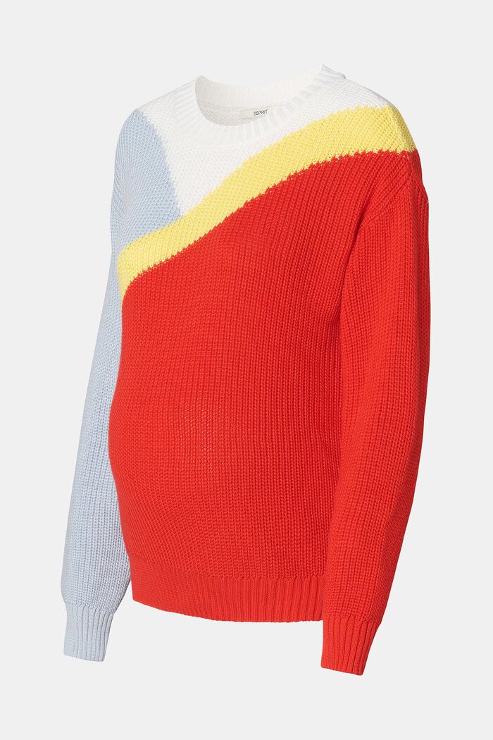 Jersey de punto con bloques de color, algodón ecológico, RED, detail image number 4