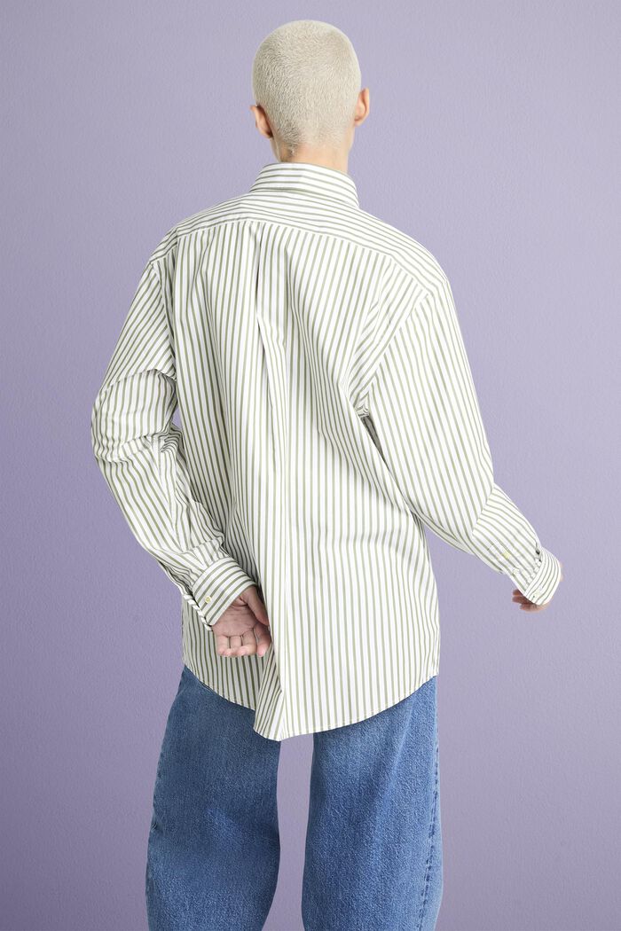 Camisa de popelina de algodón con diseño a rayas, LIGHT KHAKI, detail image number 1
