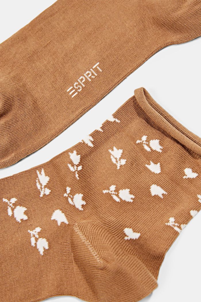 Pack de dos pares de calcetines cortos con diseño de flores, SIENNA, detail image number 1