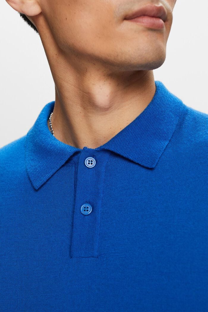 Jersey de lana con cuello de polo, BRIGHT BLUE, detail image number 3