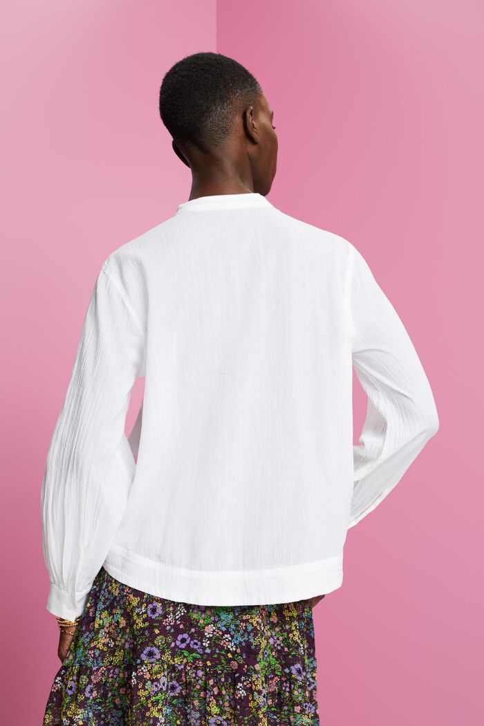 Blusa bordada de algodón, WHITE, detail image number 3