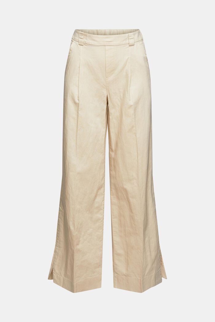 Con lino: pantalón de pernera ancha con aberturas, SAND, detail image number 7
