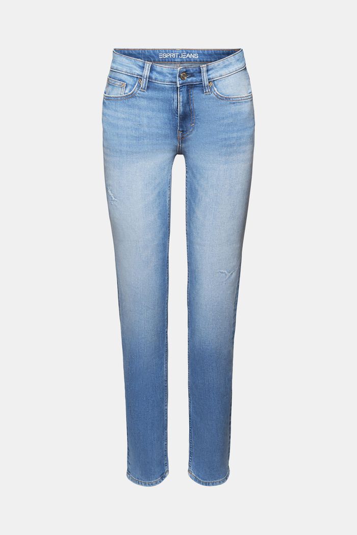 Jeans mid rise straight leg, BLUE MEDIUM WASHED, detail image number 7