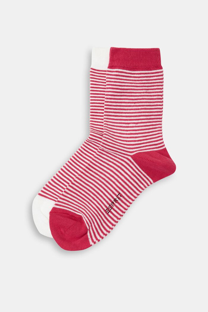 Pack de dos pares de calcetines a rayas, algodón ecológico, RED, detail image number 0
