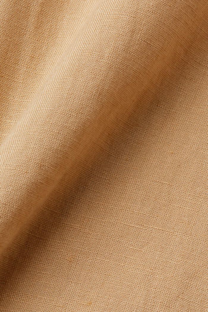 Camisa abotonada en mezcla de algodón y lino, BEIGE, detail image number 4
