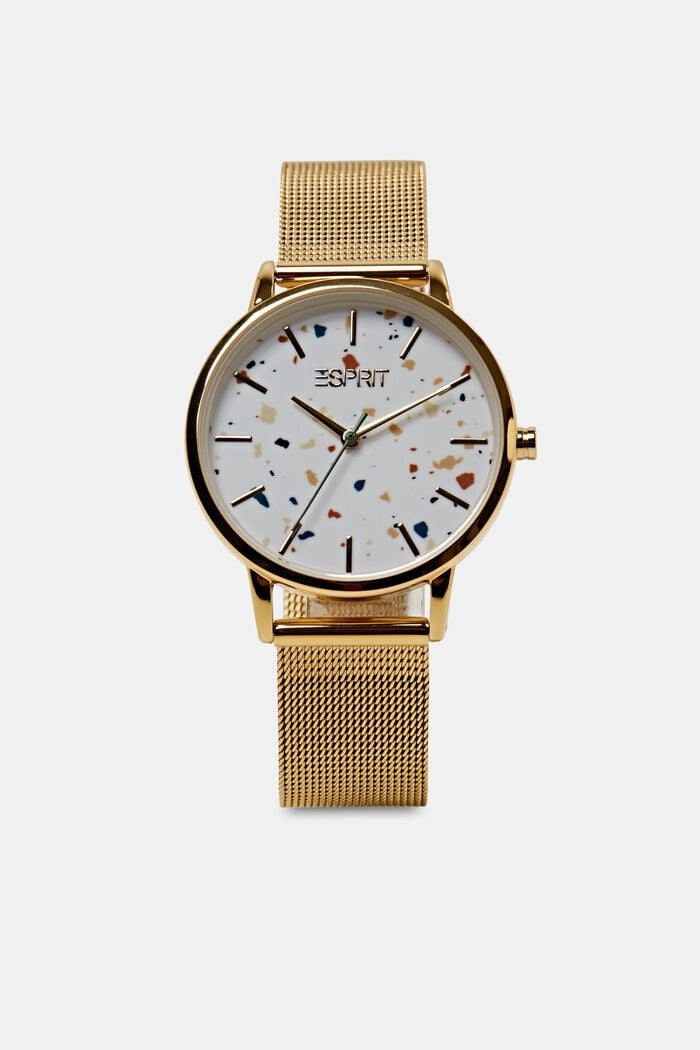 Reloj con correa de malla de acero inoxidable, GOLD, detail image number 0