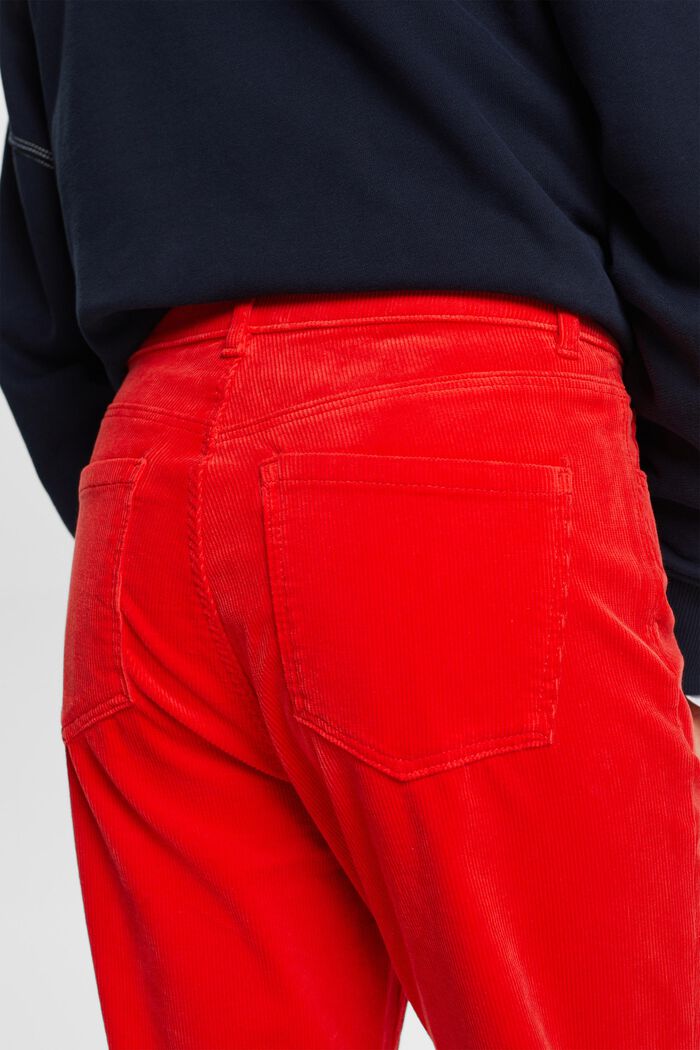 Pantalón de pana de tiro alto y corte recto, RED, detail image number 4