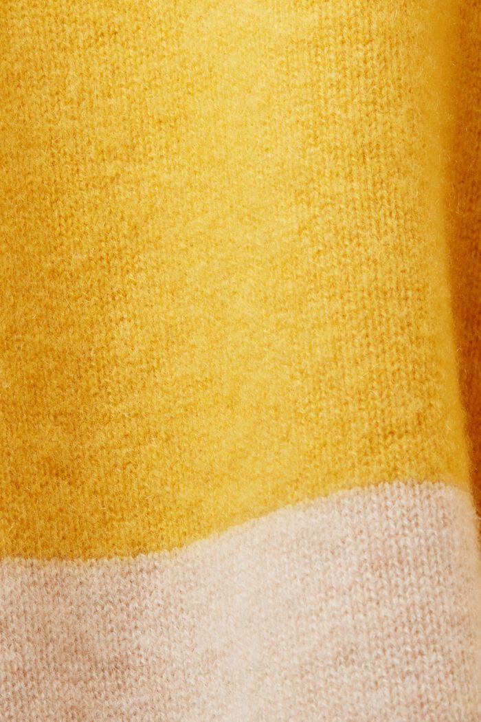 Jersey de cachemir a rayas con cuello alto, YELLOW, detail image number 5