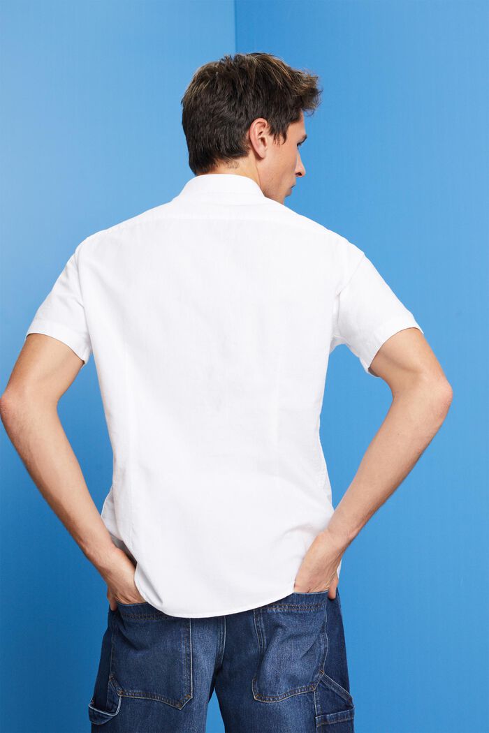 Camisa de algodón con cuello abotonado, WHITE, detail image number 3