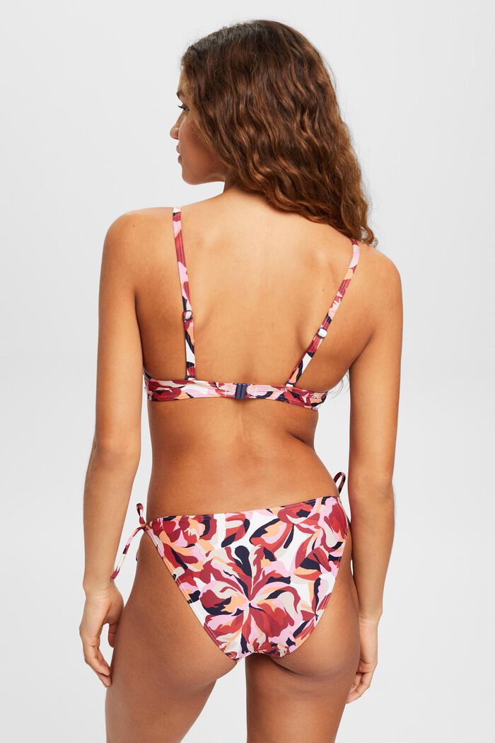 Top de bikini con estampado floral, con aros y relleno, DARK RED, detail image number 3