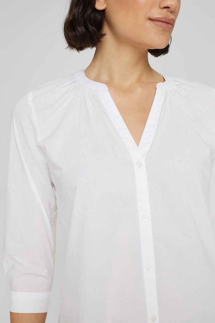 Blusa con escote chilaba, algodón ecológico, WHITE, detail image number 2