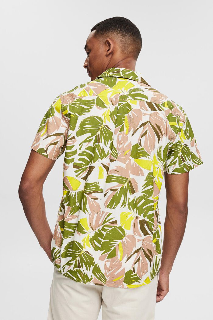 Camisa con estampado de hojas tropical, LIGHT BEIGE, detail image number 3