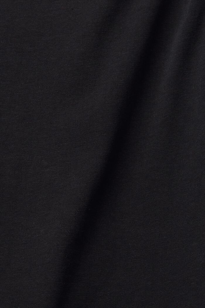Camiseta con bajo avolantado confeccionada en una mezcla de materiales, BLACK, detail image number 4