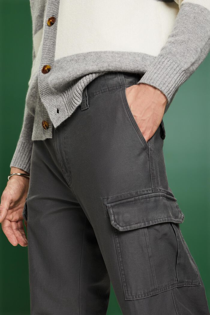 Pantalones cargo de algodón, DARK GREY, detail image number 4