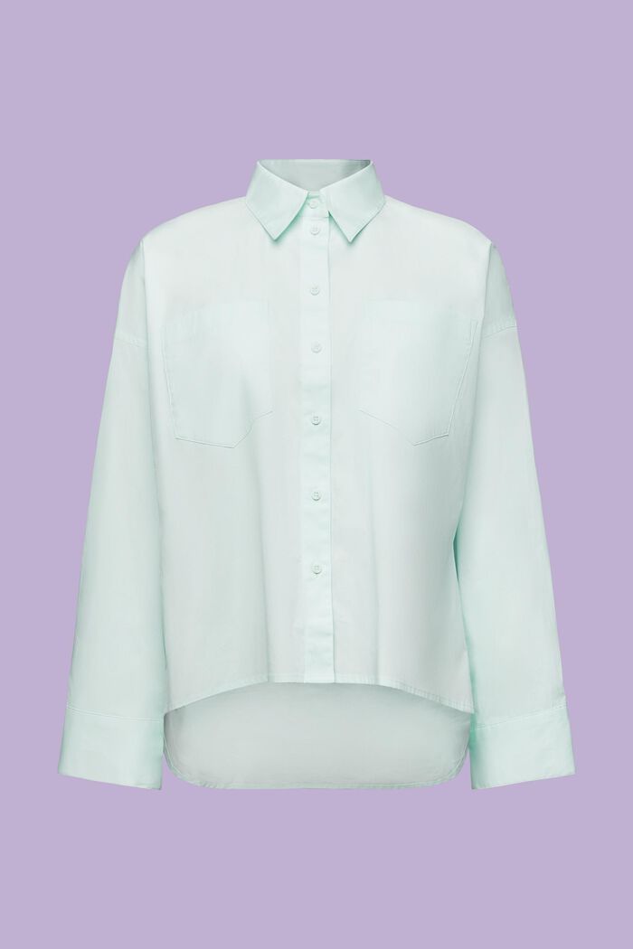 Camiseta de cuello abotonado, popelina de algodón, LIGHT AQUA GREEN, detail image number 5