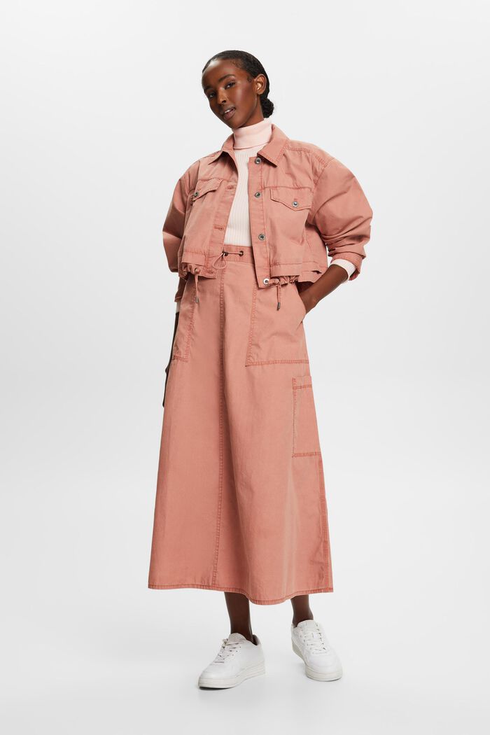Falda sin cierre estilo cargo, 100 % algodón, TERRACOTTA, detail image number 1