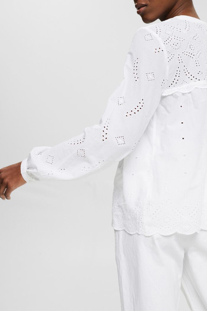 Blusa con encaje calado, WHITE, detail image number 2