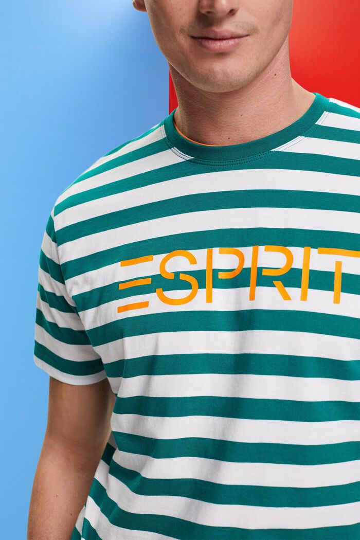 Camiseta de algodón a rayas, EMERALD GREEN, detail image number 2