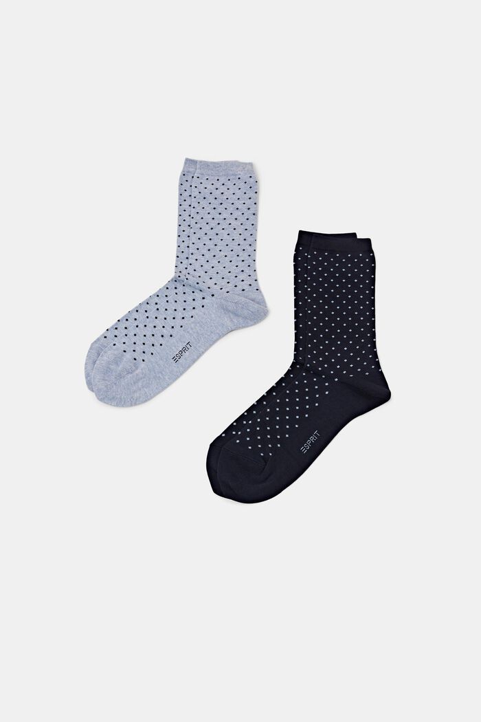 Pack de 2 calcetines de lunares, algodón ecológico, LIGHT BLUE/NAVY, detail image number 0