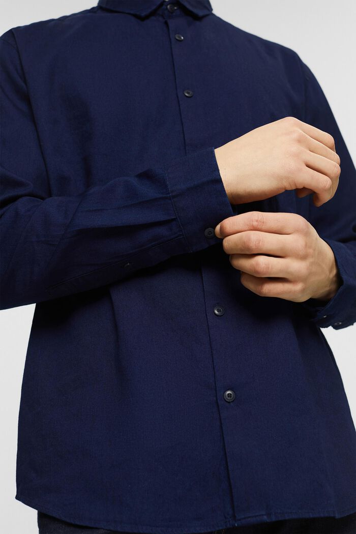 Camisa de algodón con acabado vaquero, BLUE DARK WASHED, detail image number 1