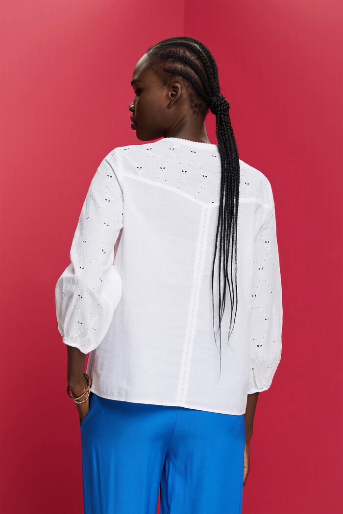Blusa bordada, 100 % algodón, WHITE, detail image number 3