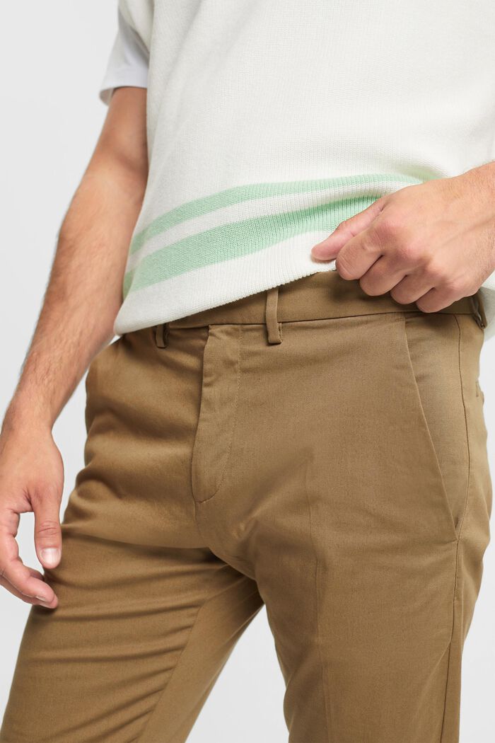 Pantalón chino elástico de algodón, BEIGE, detail image number 0