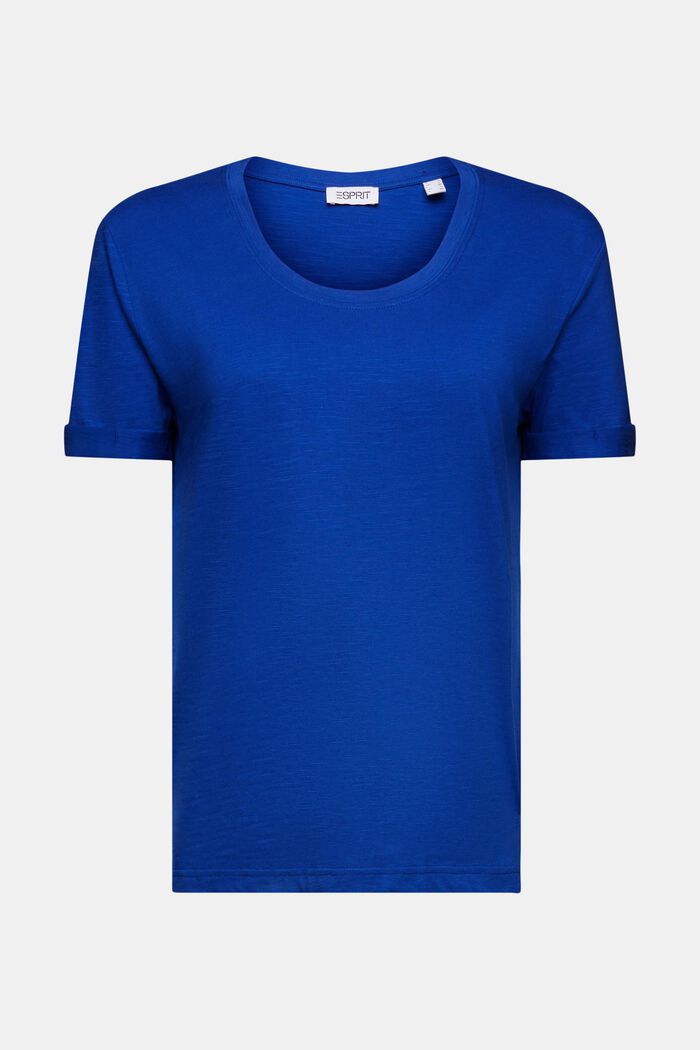 Camiseta flameada con cuello redondo, BRIGHT BLUE, detail image number 6