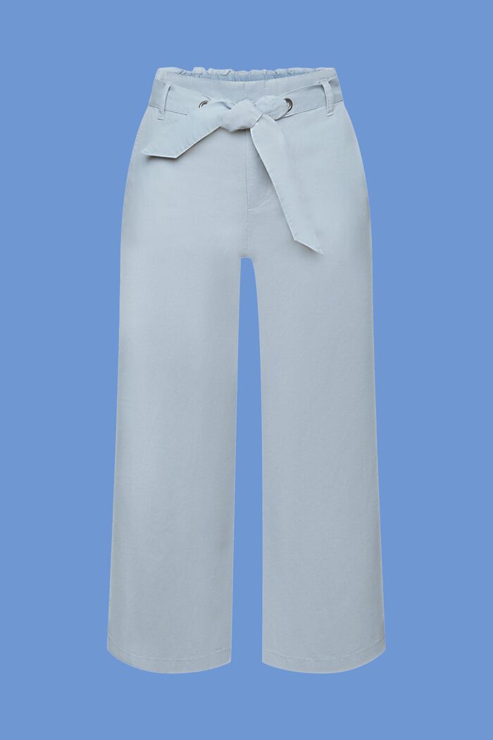 Culotte de lino y algodón con cinturón, LIGHT BLUE LAVENDER, detail image number 7
