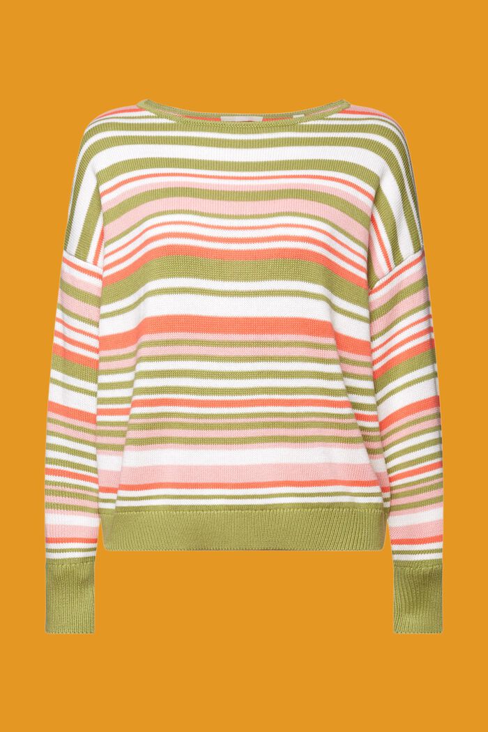 Jersey a rayas de algodón con cuello barco, CORAL ORANGE, detail image number 5
