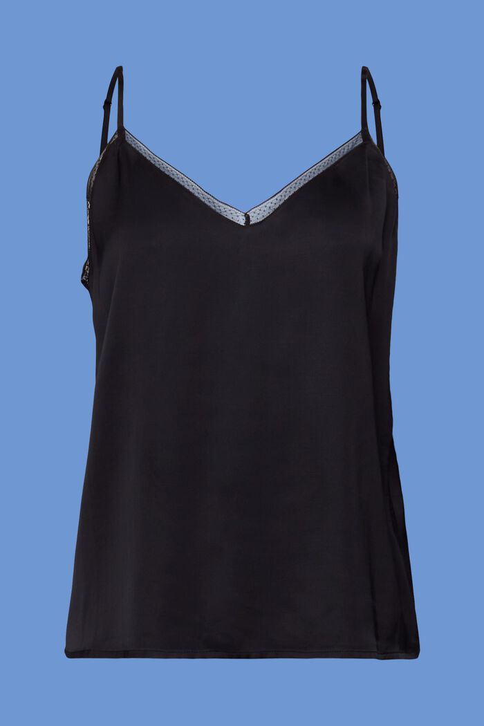 Camiseta interior de satén con encaje, LENZING™ ECOVERO™, BLACK, detail image number 5