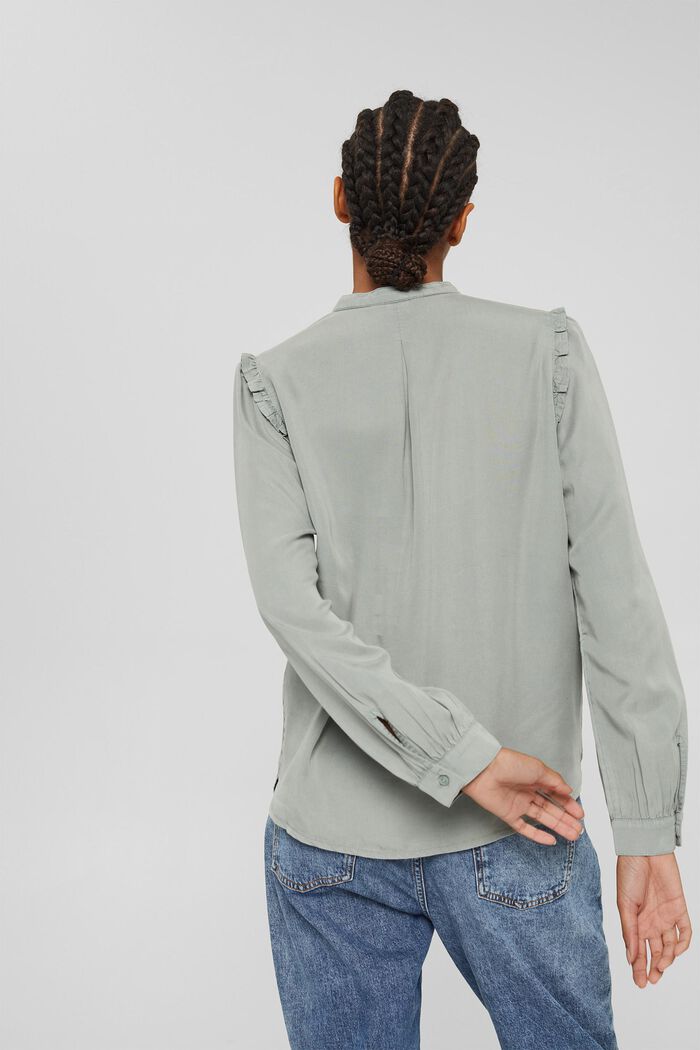 En TENCEL™: blusa con volantes, DUSTY GREEN, detail image number 3