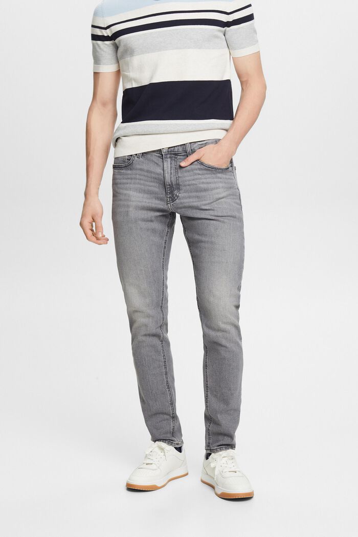 Jeans mid-rise slim tapered, GREY MEDIUM WASHED, detail image number 0