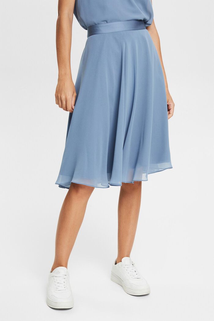 Reciclada: falda midi de crepé, GREY BLUE, detail image number 0