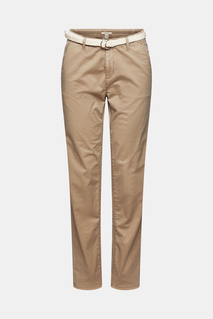 Pantalones chinos con cinturón trenzado, TAUPE, detail image number 2