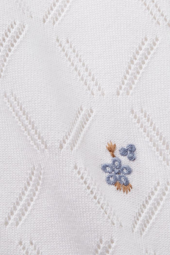 Jersey de manga corta bordado, 100% algodón, WHITE, detail image number 5