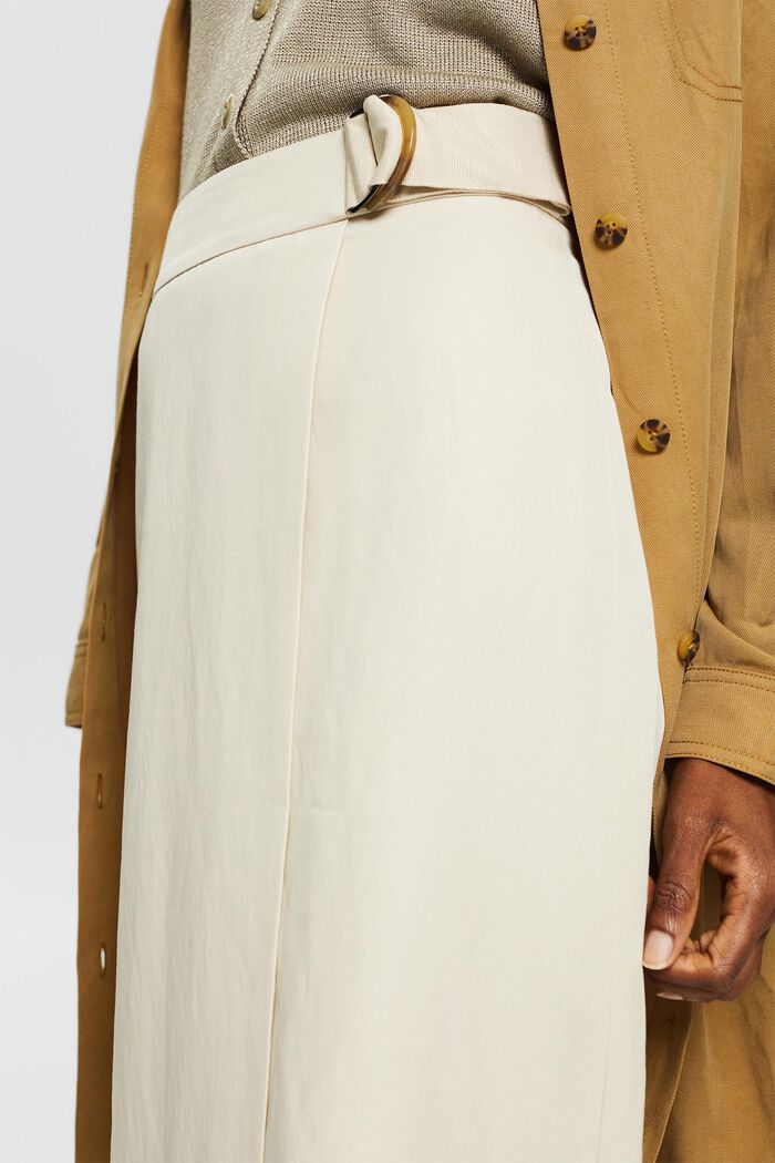 Con lino: falda midi con efecto cruzado, LIGHT BEIGE, detail image number 2