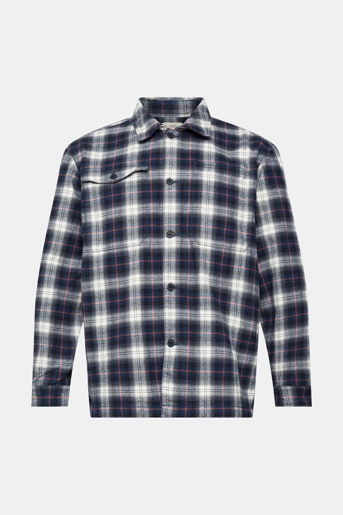 Camisa de algodón oversize en algodón puro con diseño de cuadros, PETROL BLUE, detail image number 7