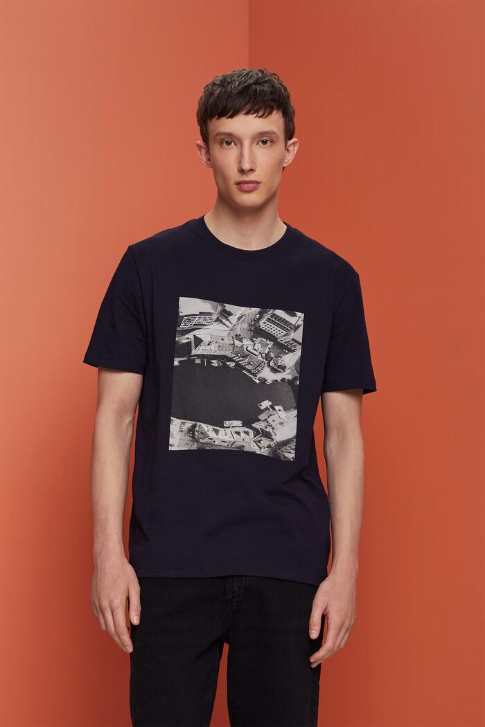 Camiseta de punto estampada, 100% algodón, NAVY, detail image number 0