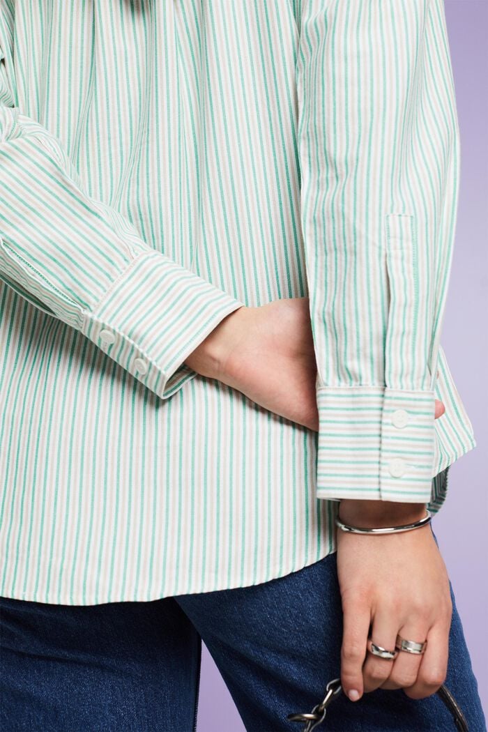 Camisa oversize de algodón a rayas, GREEN, detail image number 3