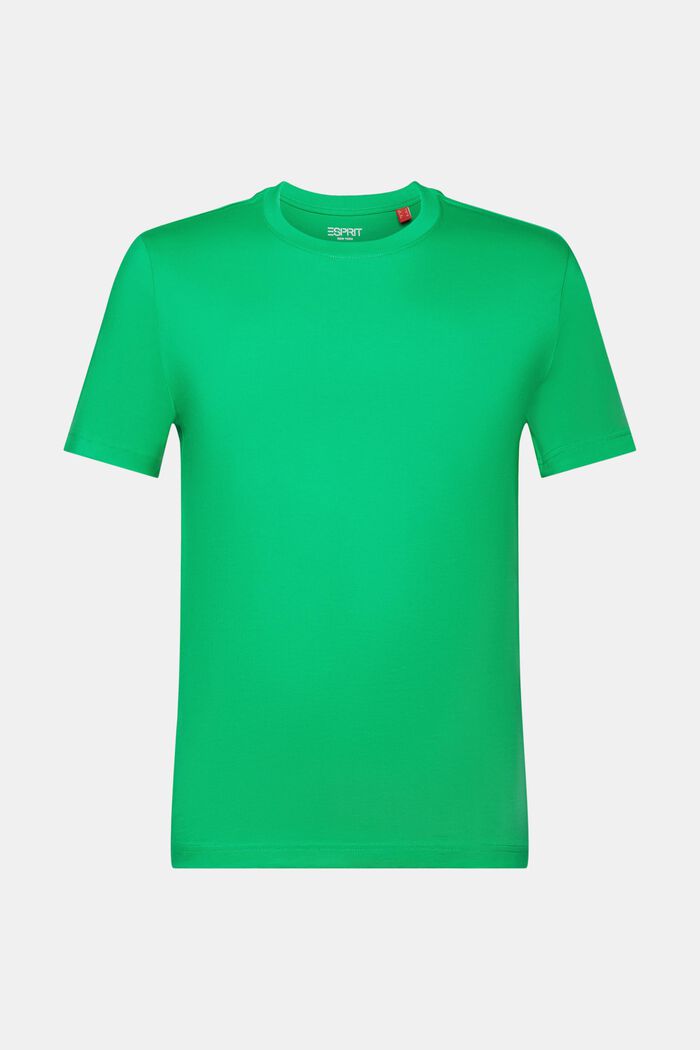 Camiseta de cuello redondo en tejido jersey de algodón Pima, GREEN, detail image number 7