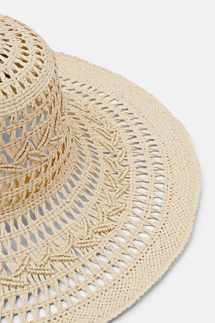 Sombrero de campana de paja trenzada, CREAM BEIGE, detail image number 1