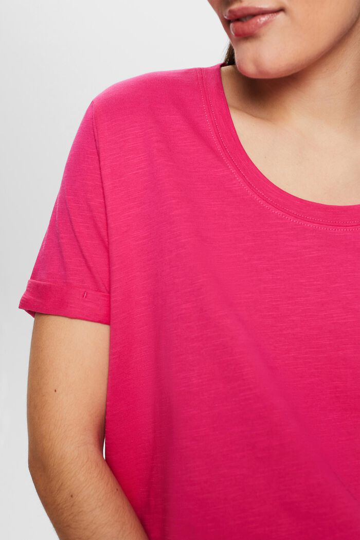 Camiseta flameada con cuello redondo, PINK FUCHSIA, detail image number 2