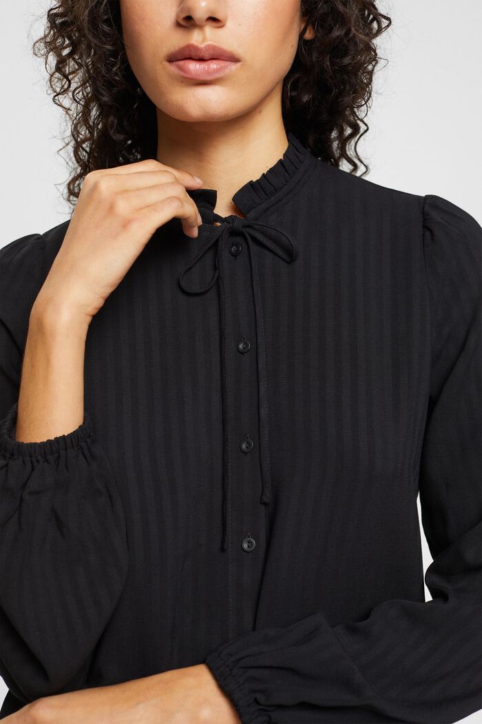 Blusa con cuello fruncido, LENZING™ ECOVERO™, BLACK, detail image number 2