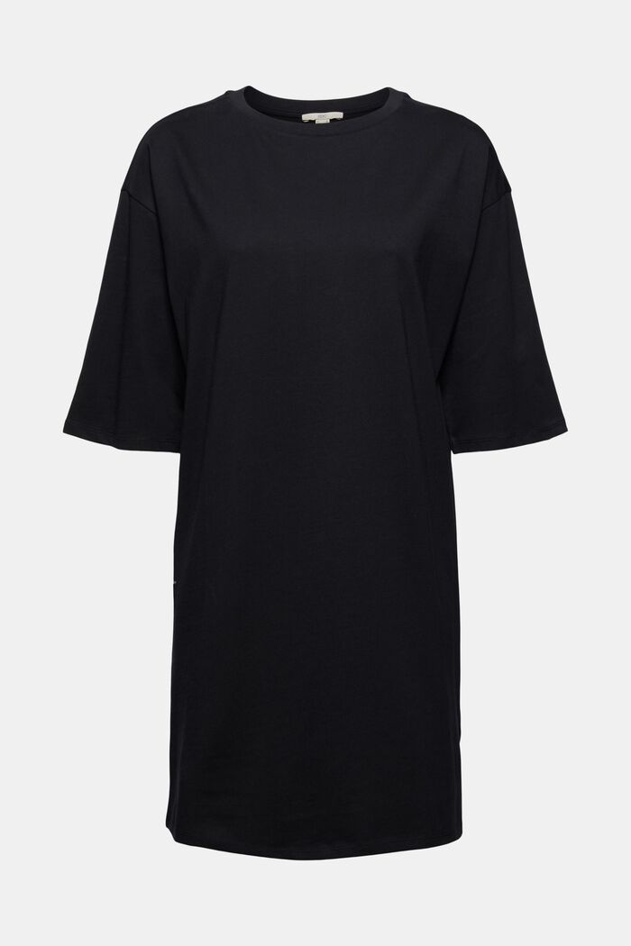 Vestido estilo camiseta en 100 % algodón ecológico, BLACK, detail image number 0