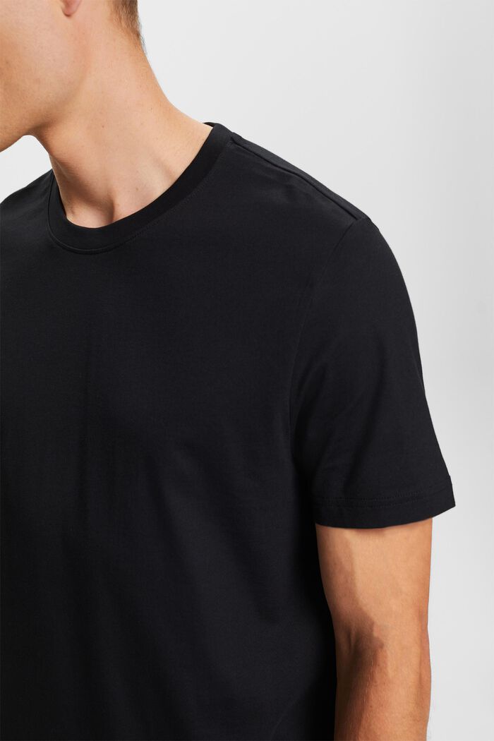 Camiseta de cuello redondo en tejido jersey de algodón Pima, BLACK, detail image number 2